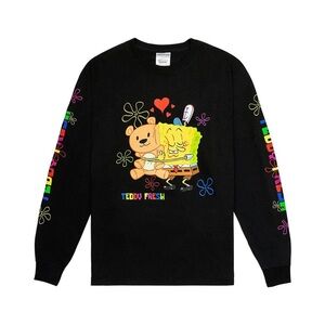 Teddy Fresh Spongebob Squarepants Long Sleeve Shirt Adult Medium Black Spellout